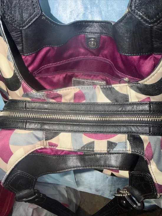 Vintage COACH MAGGIE OP ART HOBO PURPLE CHAINLINK SATCHEL HANDBAG  F0967-14420 - Picture 10 of 10